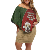 Merry Pitmas Off Shoulder Short Dress Santa Baby Slip A Pittie Under The Tree For Me - Wonder Print Shop