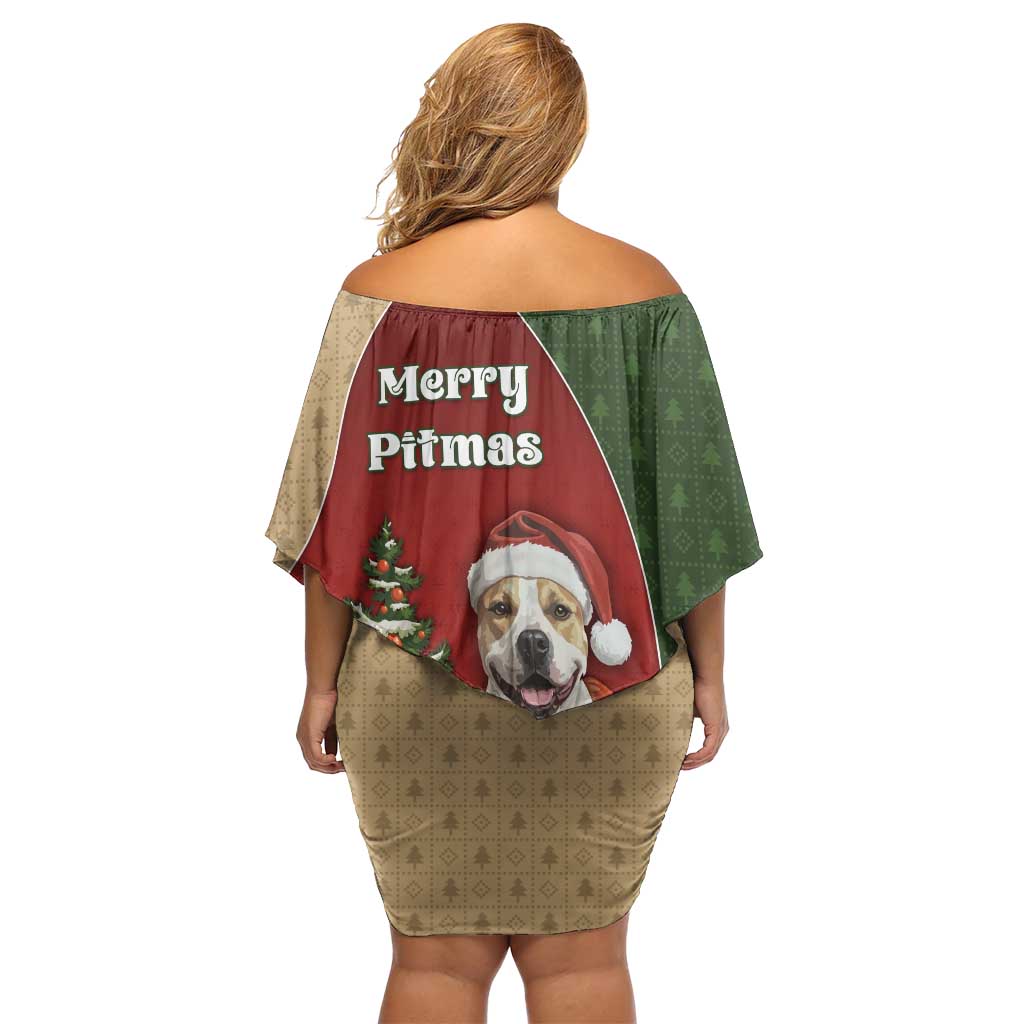 Merry Pitmas Off Shoulder Short Dress Santa Baby Slip A Pittie Under The Tree For Me - Wonder Print Shop