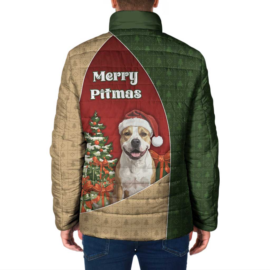 Merry Pitmas Padded Jacket Santa Baby Slip A Pittie Under The Tree For Me - Wonder Print Shop