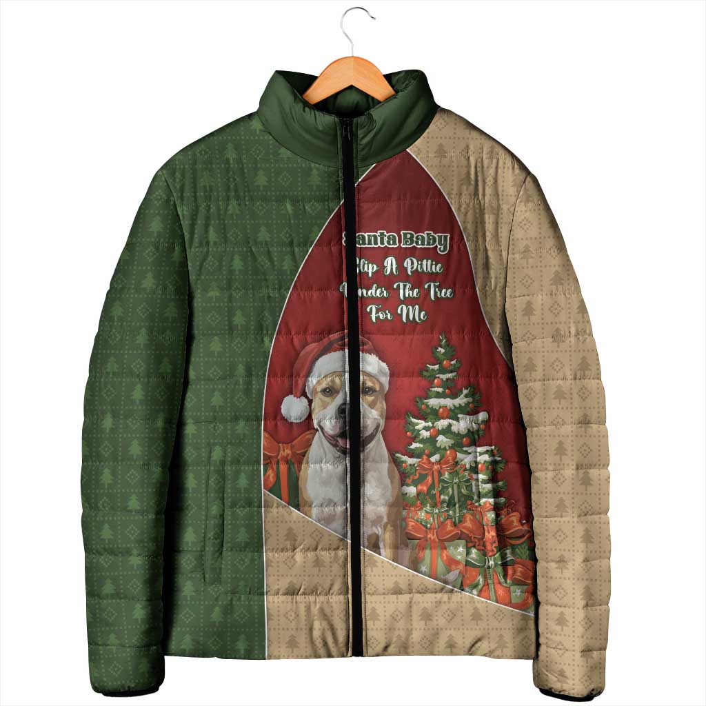 Merry Pitmas Padded Jacket Santa Baby Slip A Pittie Under The Tree For Me - Wonder Print Shop