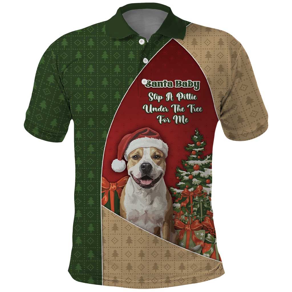 Merry Pitmas Polo Shirt Santa Baby Slip A Pittie Under The Tree For Me - Wonder Print Shop