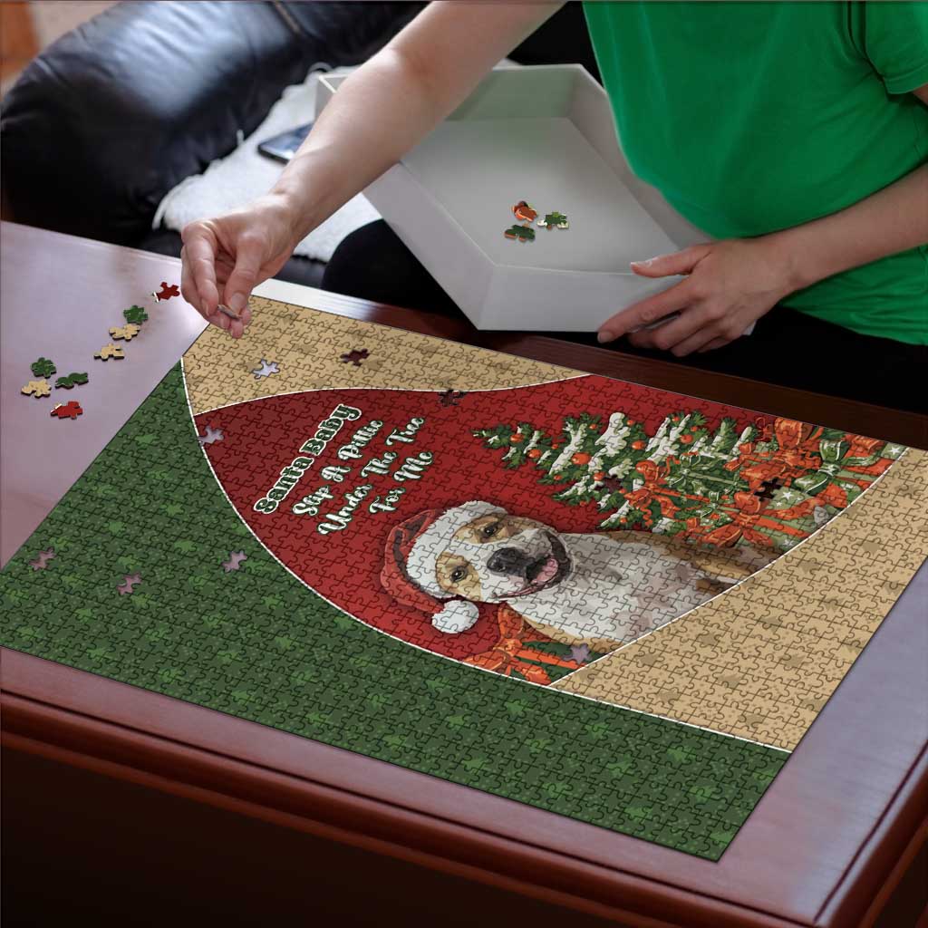 Merry Pitmas Puzzle Santa Baby Slip A Pittie Under The Tree For Me - Wonder Print Shop