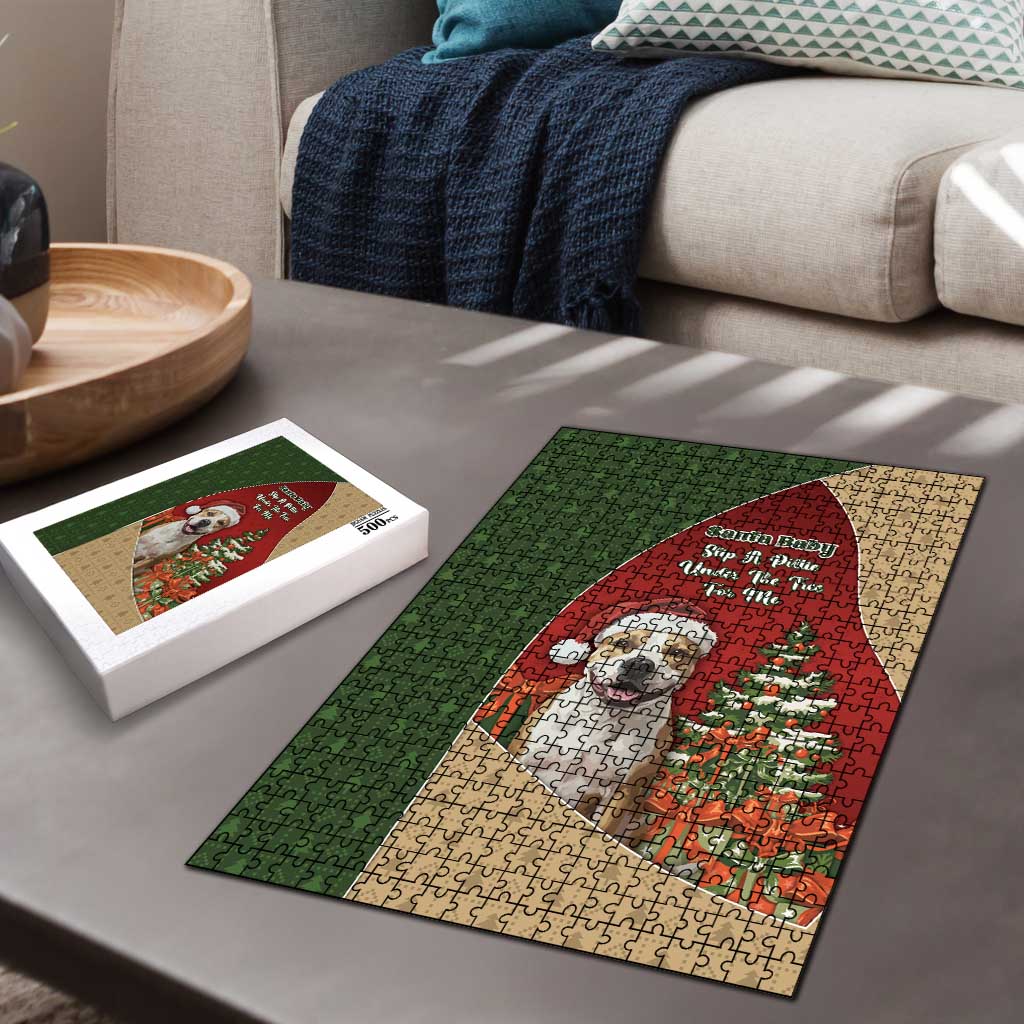 Merry Pitmas Puzzle Santa Baby Slip A Pittie Under The Tree For Me - Wonder Print Shop