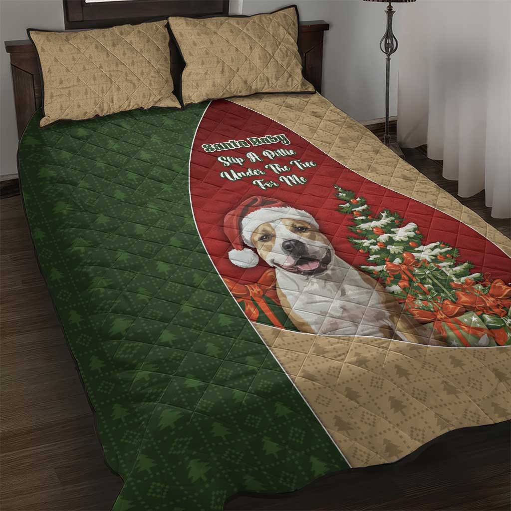 Merry Pitmas Quilt Bed Set Santa Baby Slip A Pittie Under The Tree For Me - Wonder Print Shop