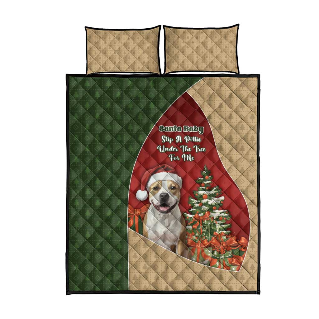 Merry Pitmas Quilt Bed Set Santa Baby Slip A Pittie Under The Tree For Me - Wonder Print Shop