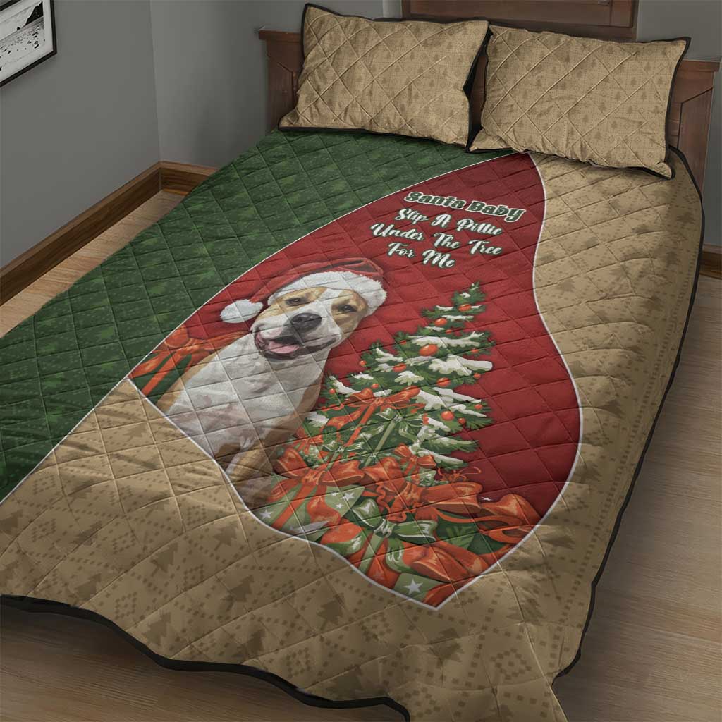 Merry Pitmas Quilt Bed Set Santa Baby Slip A Pittie Under The Tree For Me - Wonder Print Shop