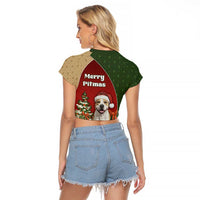 Merry Pitmas Raglan Cropped T Shirt Santa Baby Slip A Pittie Under The Tree For Me - Wonder Print Shop