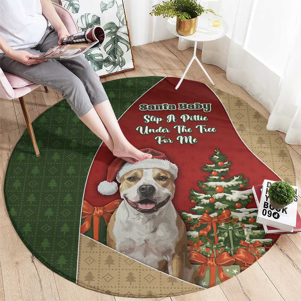 Merry Pitmas Round Carpet Santa Baby Slip A Pittie Under The Tree For Me - Wonder Print Shop