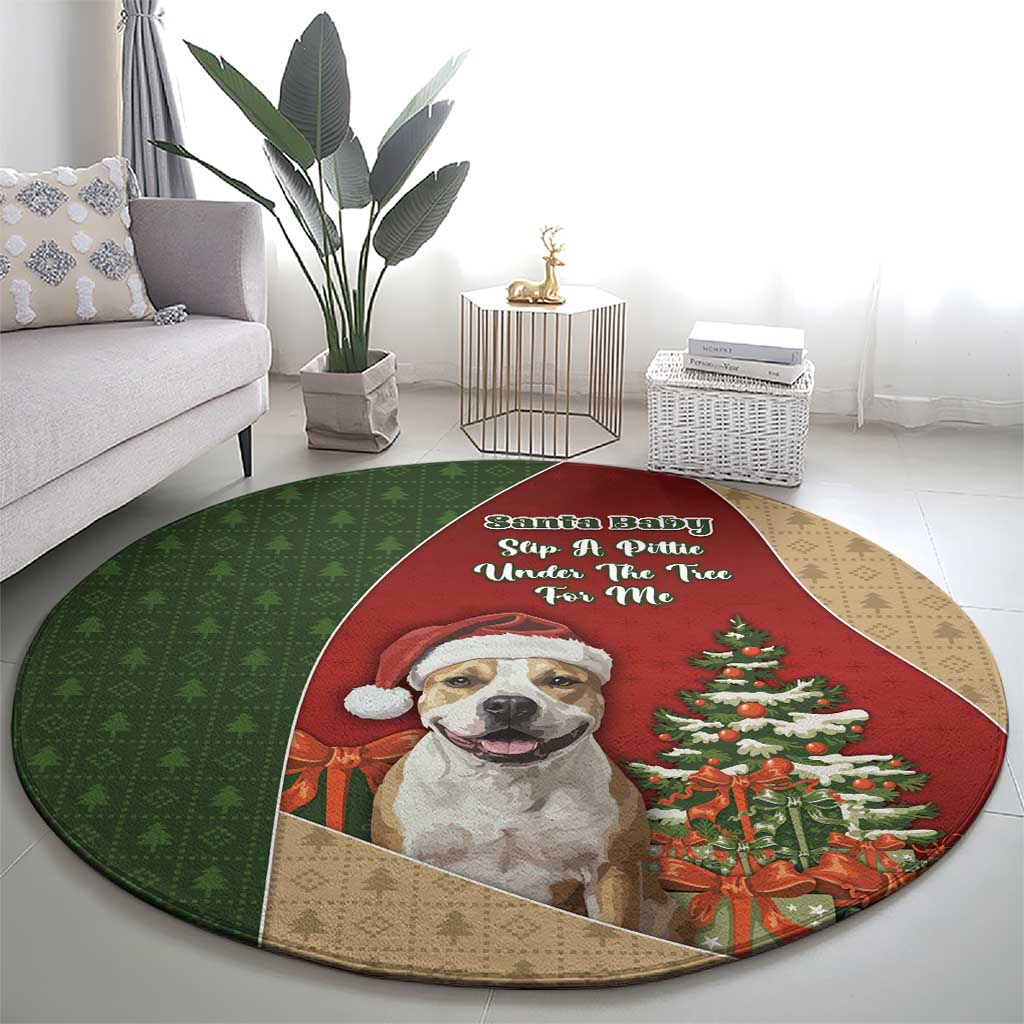 Merry Pitmas Round Carpet Santa Baby Slip A Pittie Under The Tree For Me - Wonder Print Shop