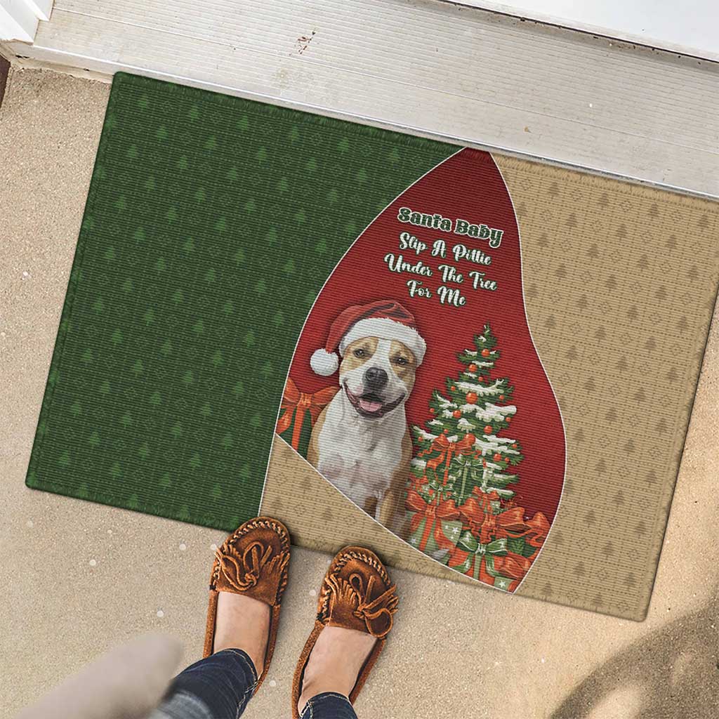 Merry Pitmas Rubber Doormat Santa Baby Slip A Pittie Under The Tree For Me - Wonder Print Shop