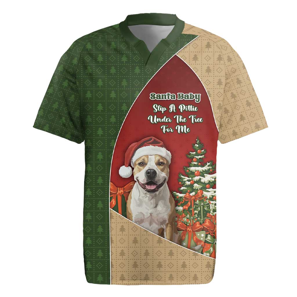 Merry Pitmas Rugby Jersey Santa Baby Slip A Pittie Under The Tree For Me - Wonder Print Shop