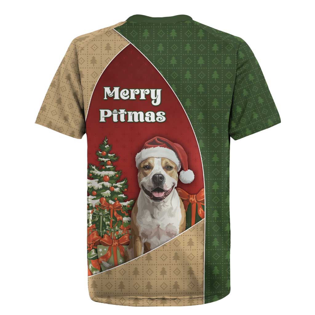 Merry Pitmas Rugby Jersey Santa Baby Slip A Pittie Under The Tree For Me - Wonder Print Shop