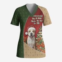 Merry Pitmas Scrub Top Santa Baby Slip A Pittie Under The Tree For Me - Wonder Print Shop