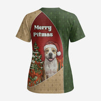 Merry Pitmas Scrub Top Santa Baby Slip A Pittie Under The Tree For Me - Wonder Print Shop