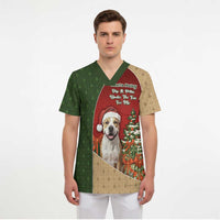 Merry Pitmas Scrub Top Santa Baby Slip A Pittie Under The Tree For Me - Wonder Print Shop