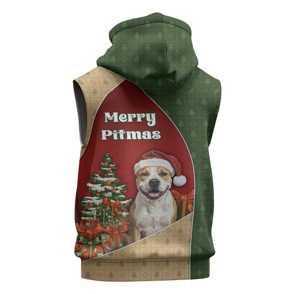 Merry Pitmas Sleeveless Hoodie Santa Baby Slip A Pittie Under The Tree For Me - Wonder Print Shop