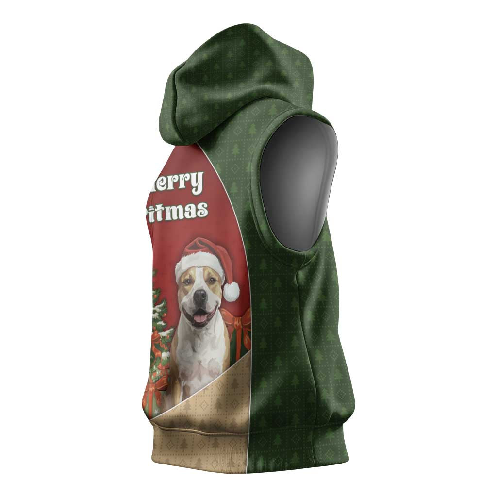 Merry Pitmas Sleeveless Hoodie Santa Baby Slip A Pittie Under The Tree For Me - Wonder Print Shop