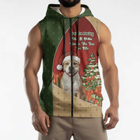 Merry Pitmas Sleeveless Zip Hoodie Santa Baby Slip A Pittie Under The Tree For Me - Wonder Print Shop