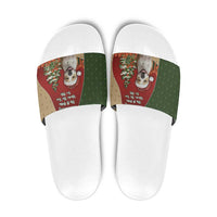 Merry Pitmas Slide Sandals Santa Baby Slip A Pittie Under The Tree For Me - Wonder Print Shop