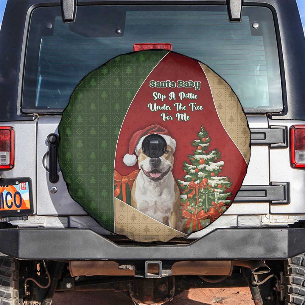 Merry Pitmas Spare Tire Cover Santa Baby Slip A Pittie Under The Tree For Me - Wonder Print Shop