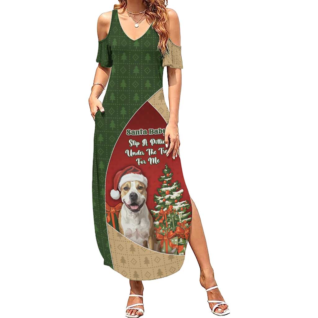 Merry Pitmas Summer Maxi Dress Santa Baby Slip A Pittie Under The Tree For Me - Wonder Print Shop