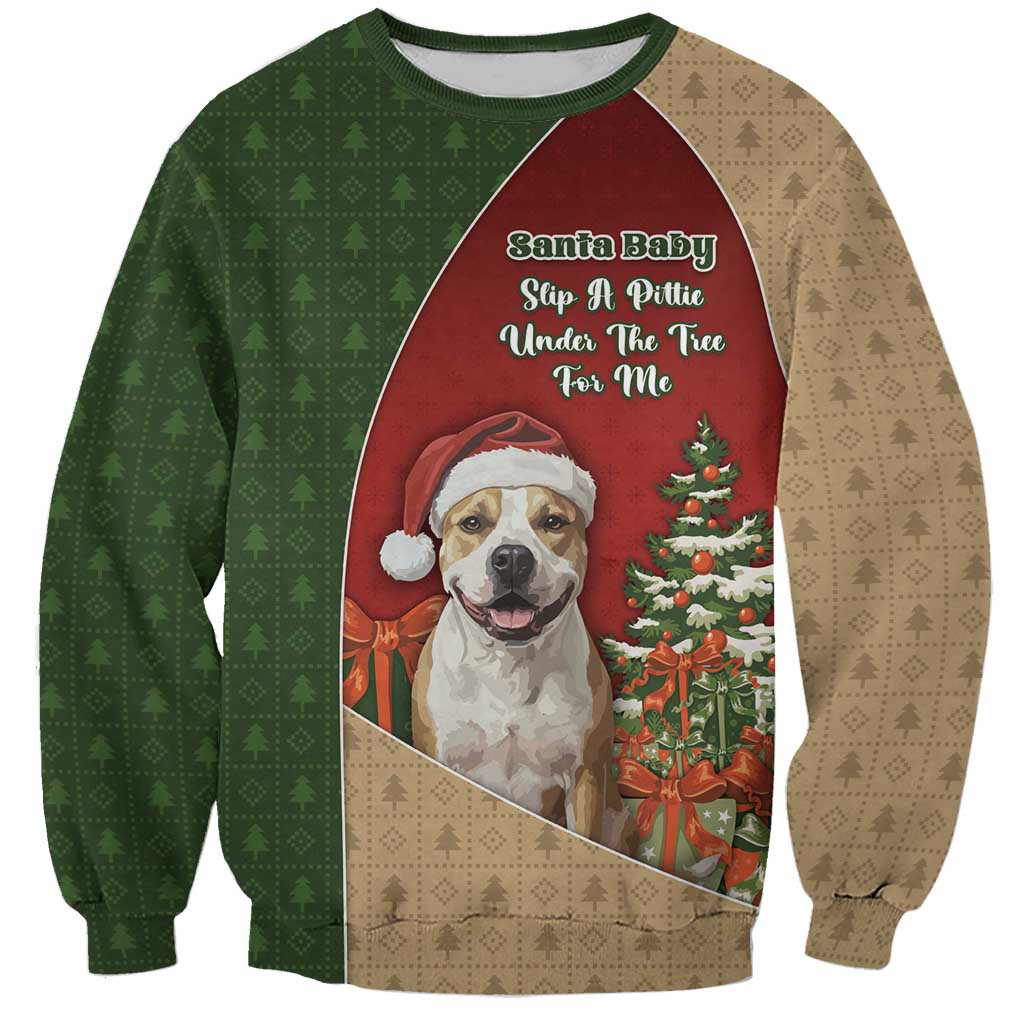 Merry Pitmas Sweatshirt Santa Baby Slip A Pittie Under The Tree For Me - Wonder Print Shop