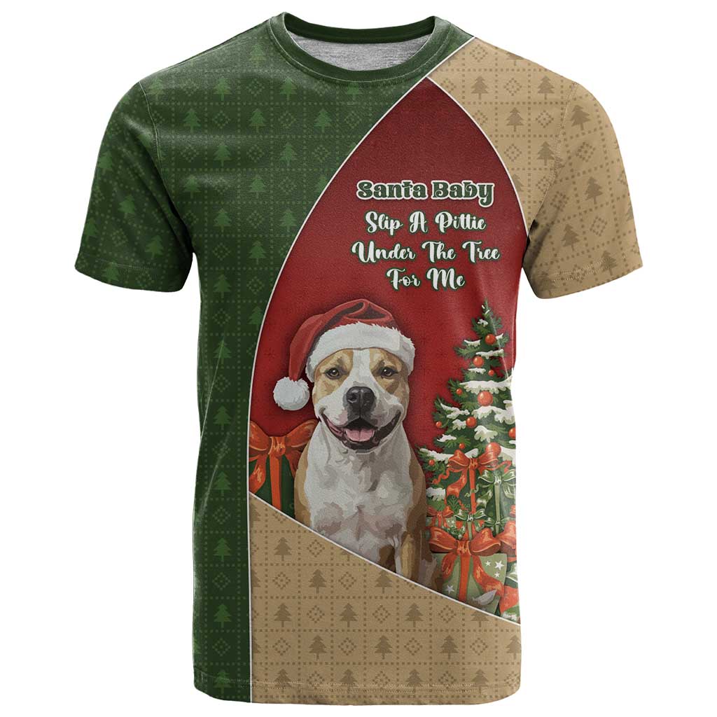 Merry Pitmas T Shirt Santa Baby Slip A Pittie Under The Tree For Me - Wonder Print Shop