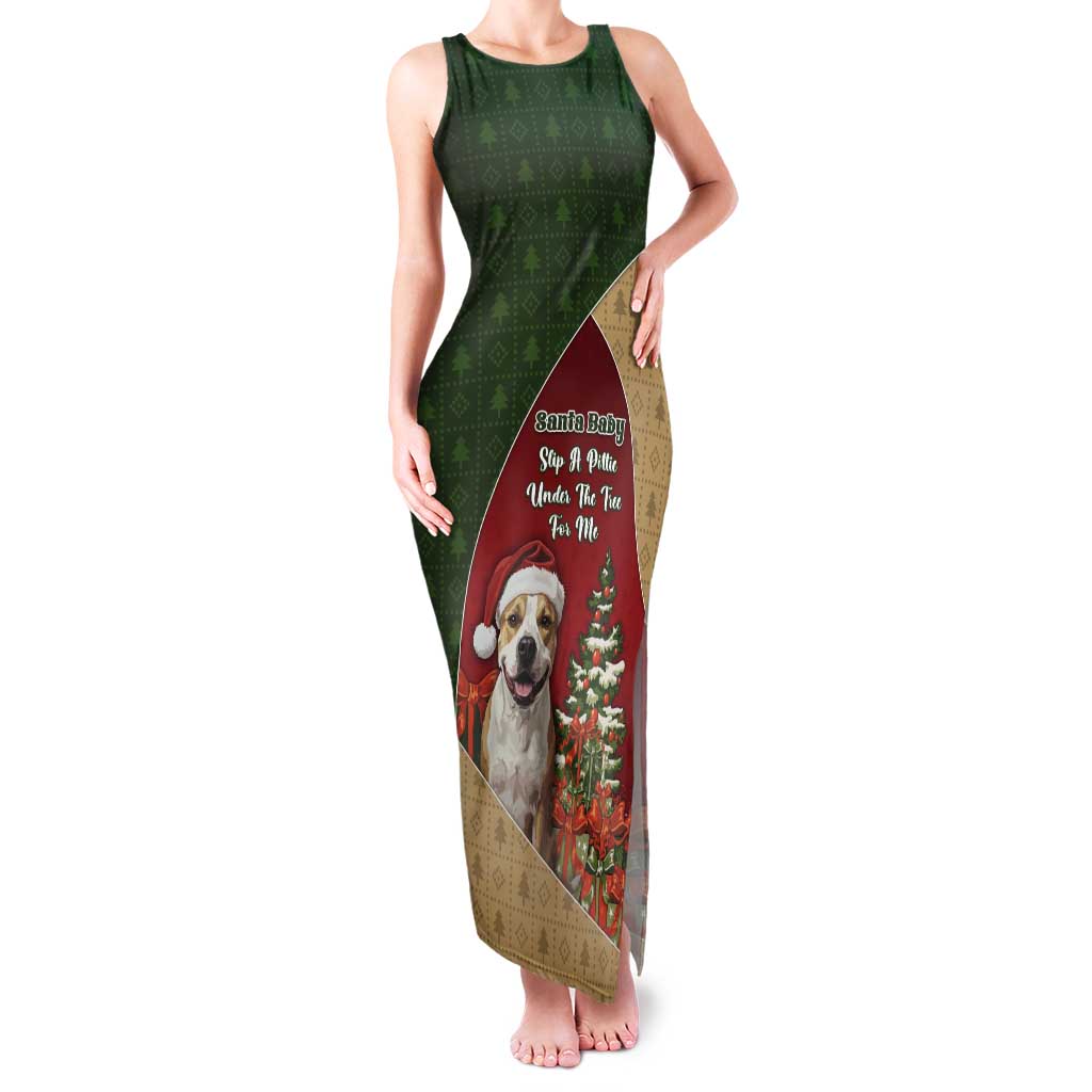 Merry Pitmas Tank Maxi Dress Santa Baby Slip A Pittie Under The Tree For Me - Wonder Print Shop
