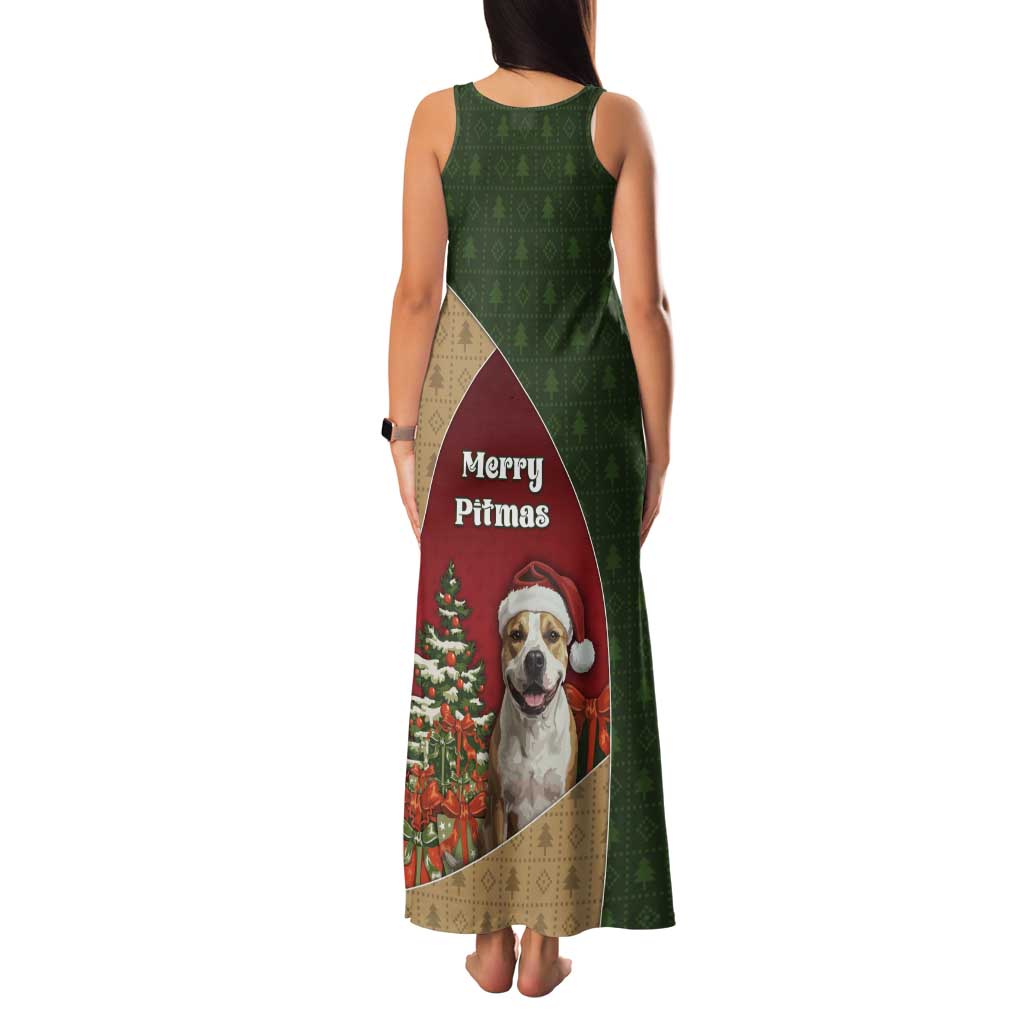 Merry Pitmas Tank Maxi Dress Santa Baby Slip A Pittie Under The Tree For Me - Wonder Print Shop