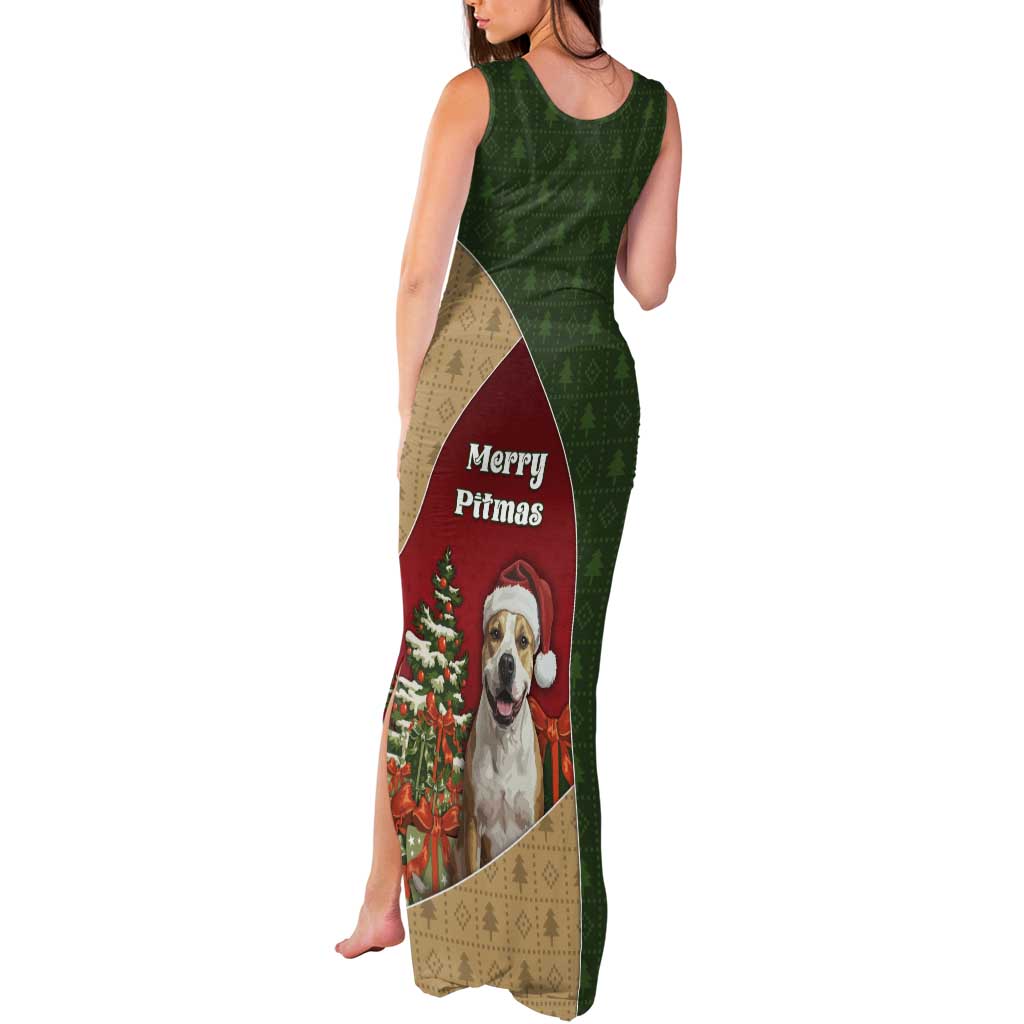 Merry Pitmas Tank Maxi Dress Santa Baby Slip A Pittie Under The Tree For Me - Wonder Print Shop