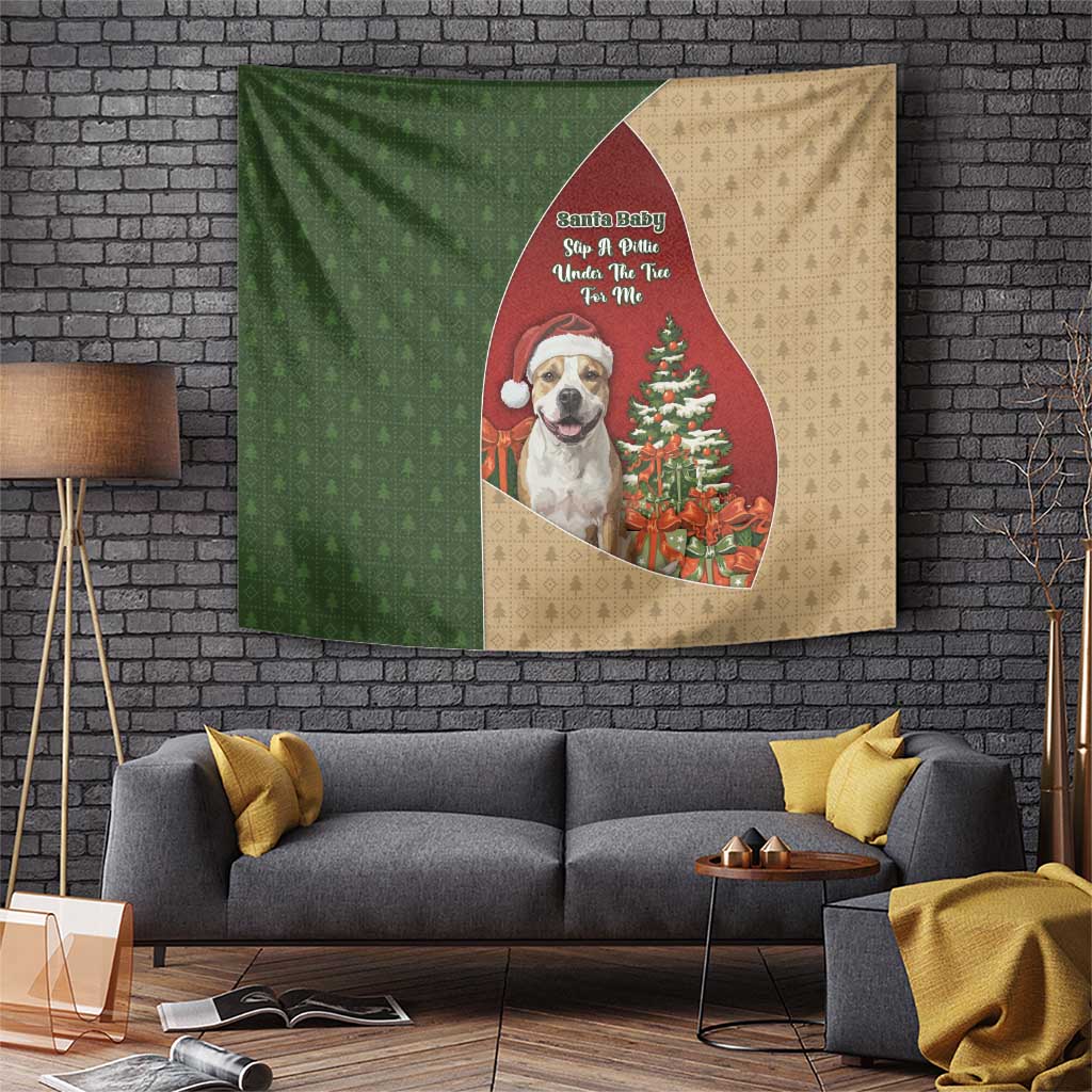 Merry Pitmas Tapestry Santa Baby Slip A Pittie Under The Tree For Me - Wonder Print Shop
