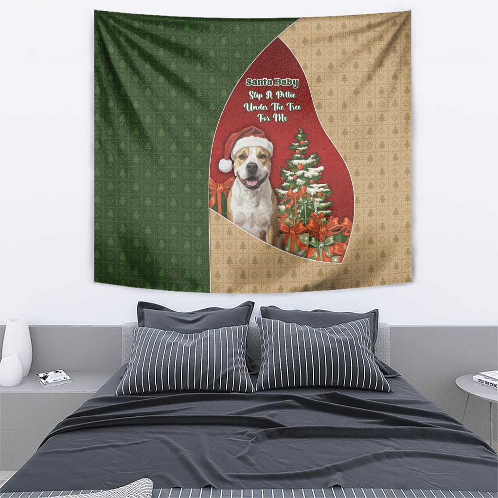 Merry Pitmas Tapestry Santa Baby Slip A Pittie Under The Tree For Me - Wonder Print Shop