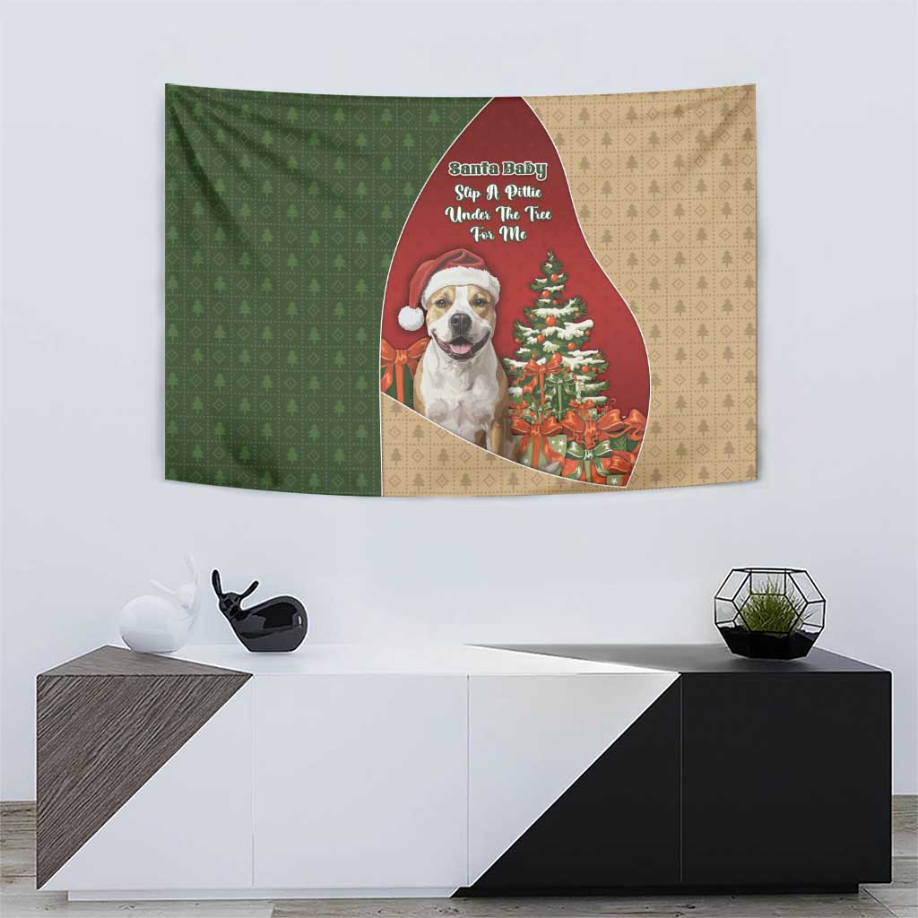 Merry Pitmas Tapestry Santa Baby Slip A Pittie Under The Tree For Me - Wonder Print Shop