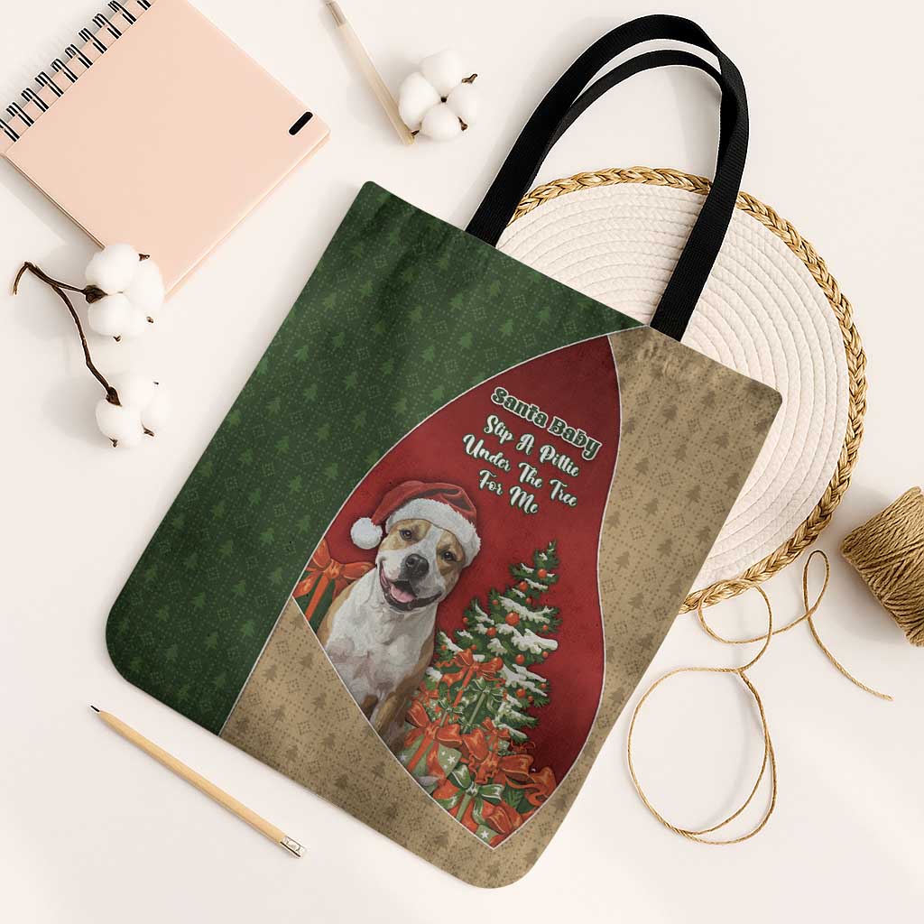 Merry Pitmas Tote Bag Santa Baby Slip A Pittie Under The Tree For Me - Wonder Print Shop