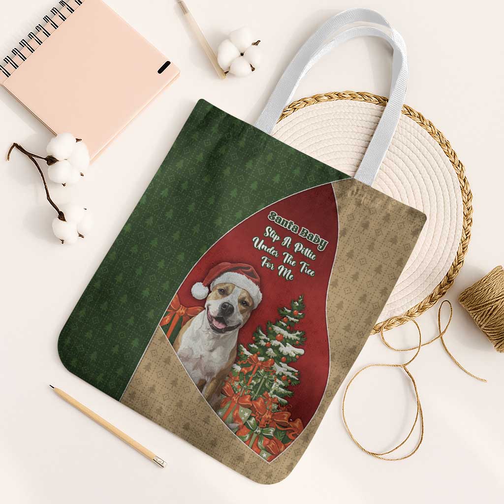 Merry Pitmas Tote Bag Santa Baby Slip A Pittie Under The Tree For Me - Wonder Print Shop