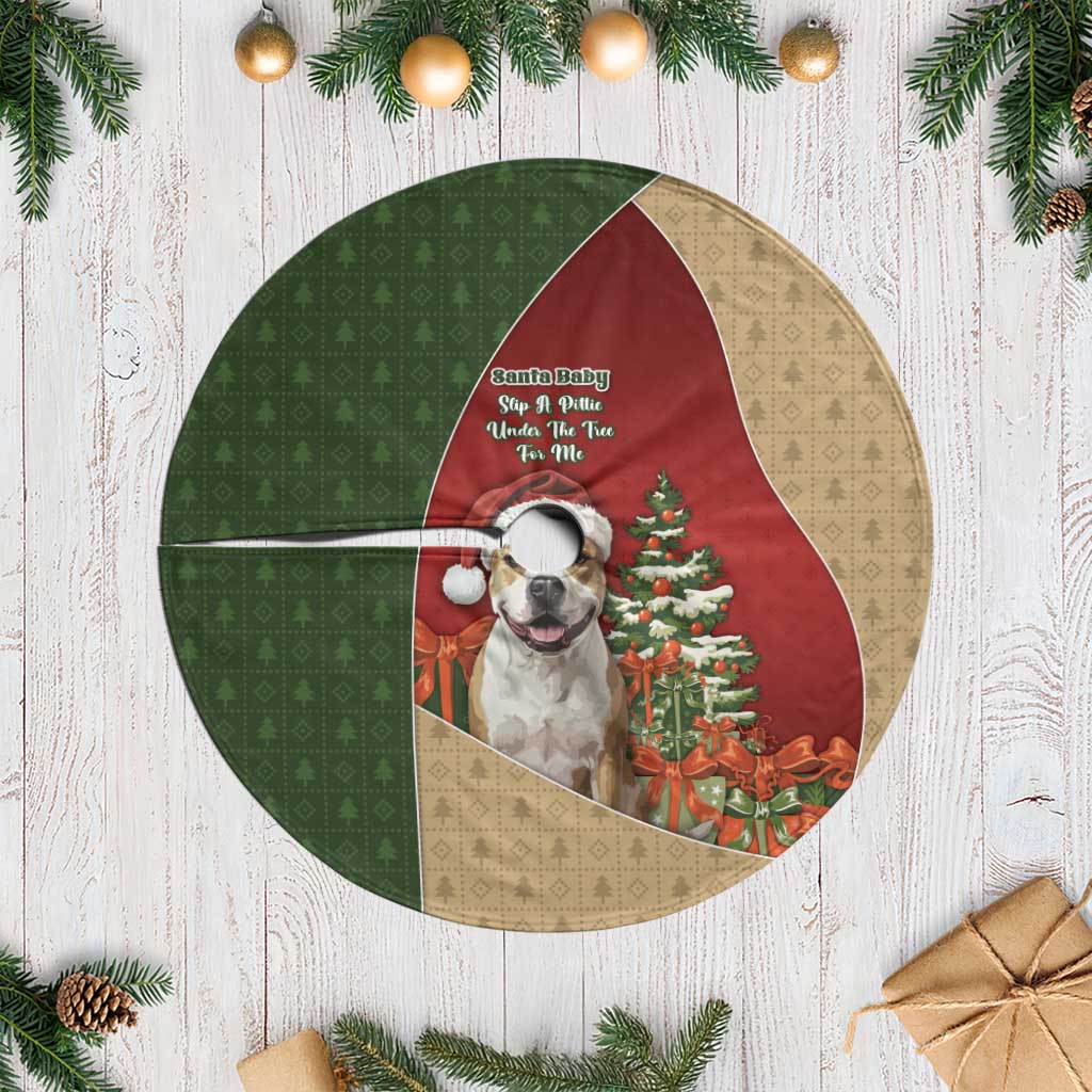 Merry Pitmas Tree Skirt Santa Baby Slip A Pittie Under The Tree For Me - Wonder Print Shop