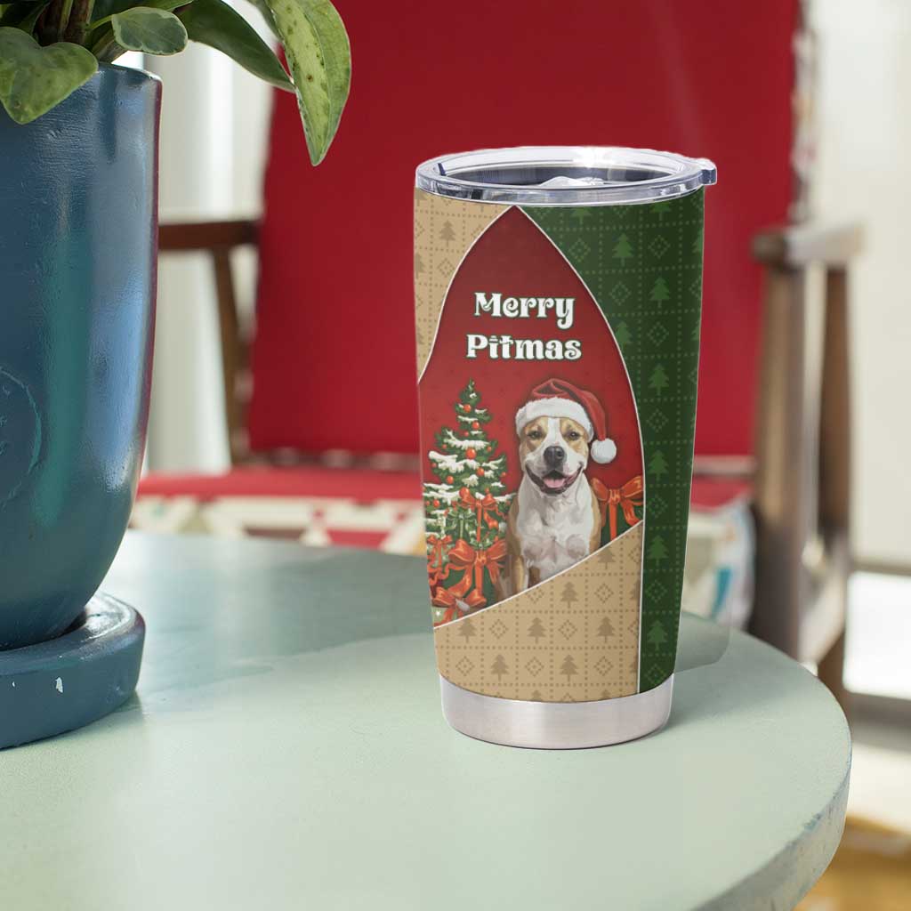 Merry Pitmas Tumbler Cup Santa Baby Slip A Pittie Under The Tree For Me - Wonder Print Shop
