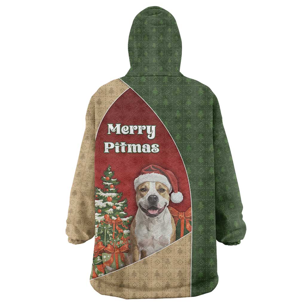 Merry Pitmas Wearable Blanket Hoodie Santa Baby Slip A Pittie Under The Tree For Me - Wonder Print Shop