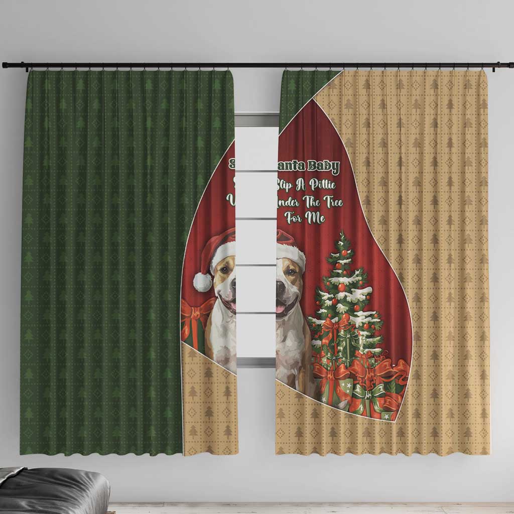 Merry Pitmas Window Curtain Santa Baby Slip A Pittie Under The Tree For Me - Wonder Print Shop