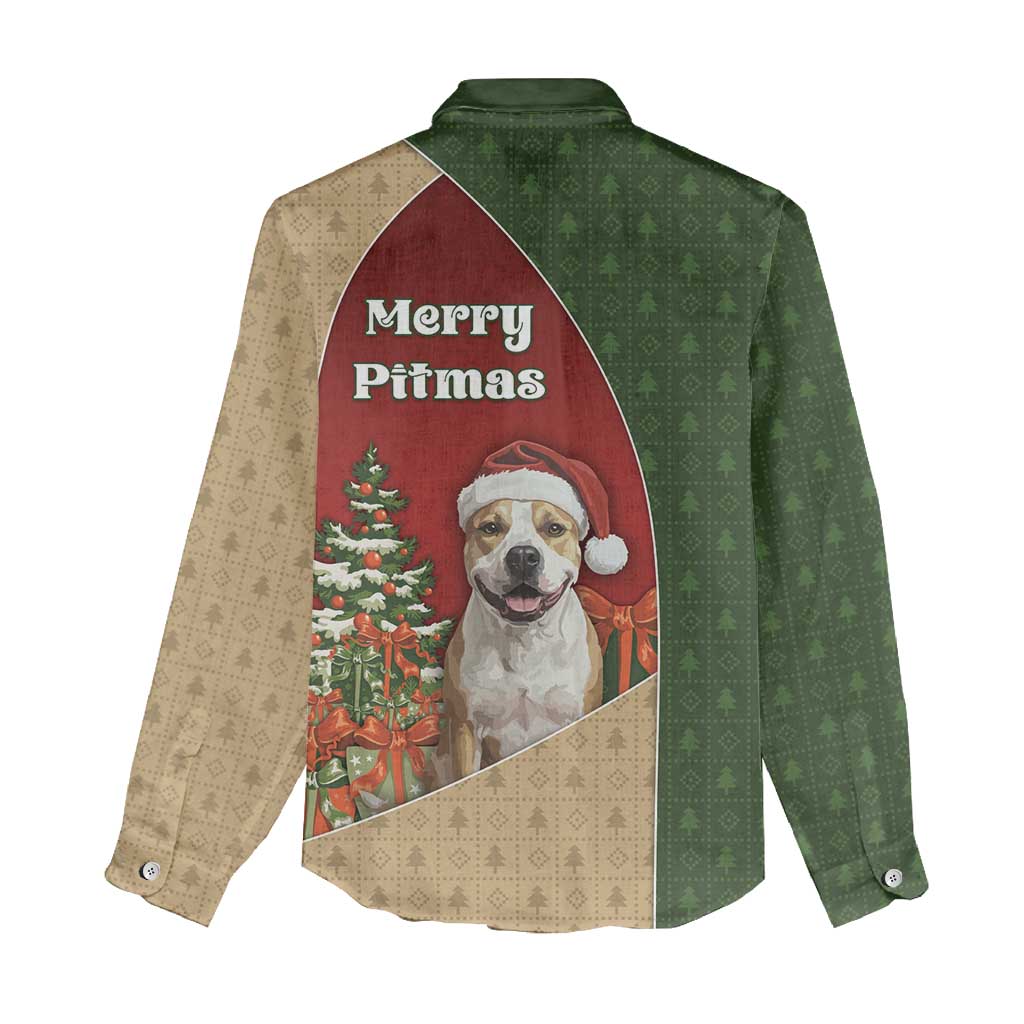 Merry Pitmas Women Casual Shirt Santa Baby Slip A Pittie Under The Tree For Me - Wonder Print Shop
