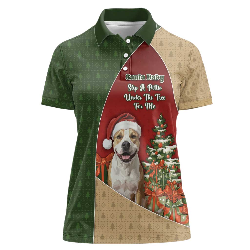 Merry Pitmas Women Polo Shirt Santa Baby Slip A Pittie Under The Tree For Me - Wonder Print Shop