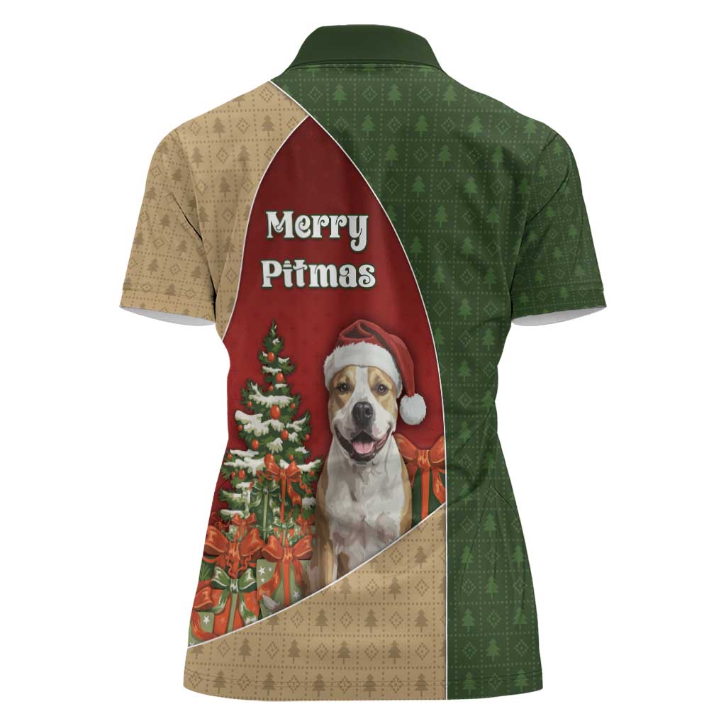 Merry Pitmas Women Polo Shirt Santa Baby Slip A Pittie Under The Tree For Me - Wonder Print Shop