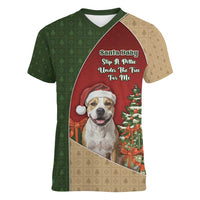 Merry Pitmas Women V-Neck T-Shirt Santa Baby Slip A Pittie Under The Tree For Me - Wonder Print Shop