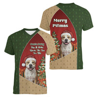 Merry Pitmas Women V-Neck T-Shirt Santa Baby Slip A Pittie Under The Tree For Me - Wonder Print Shop