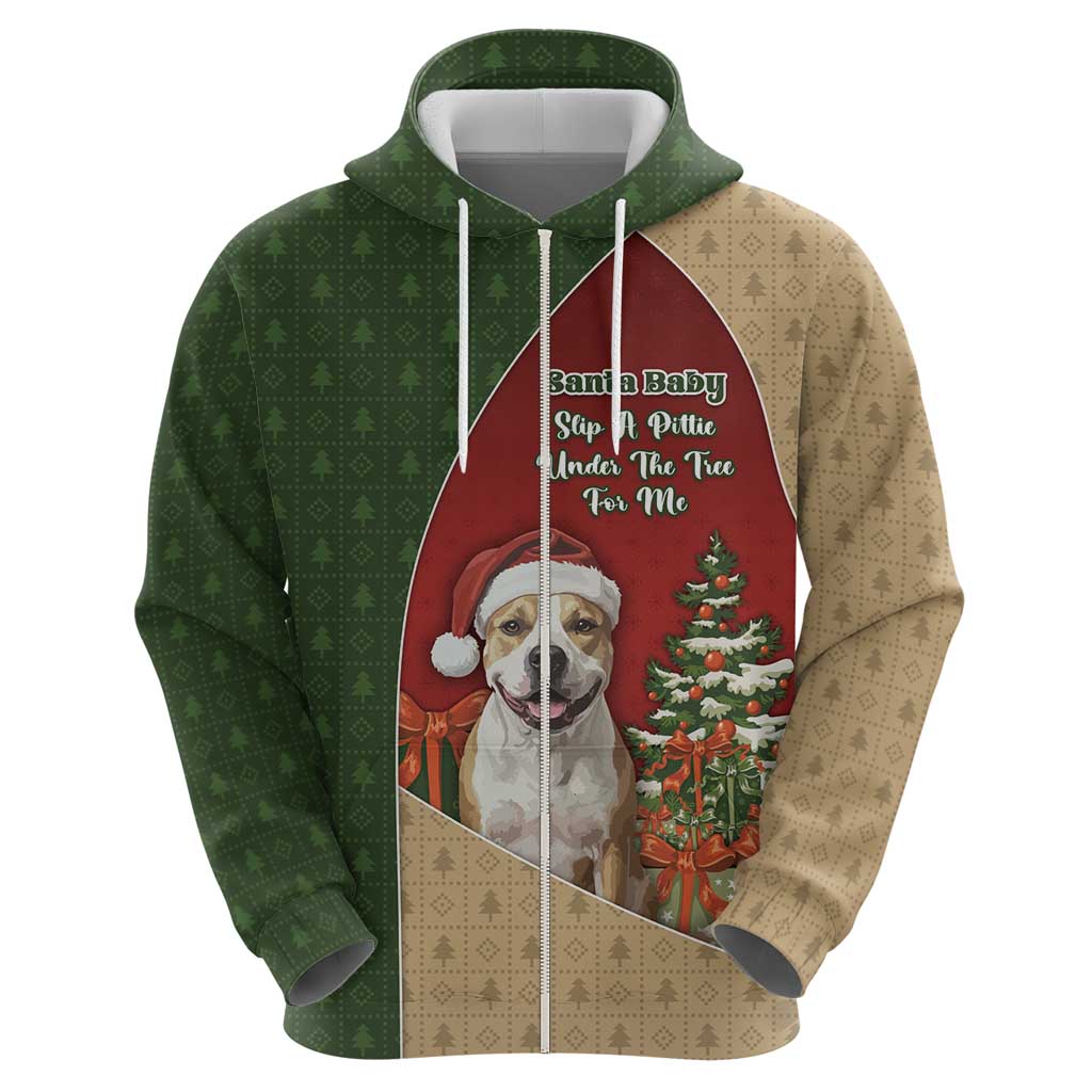 Merry Pitmas Zip Hoodie Santa Baby Slip A Pittie Under The Tree For Me - Wonder Print Shop