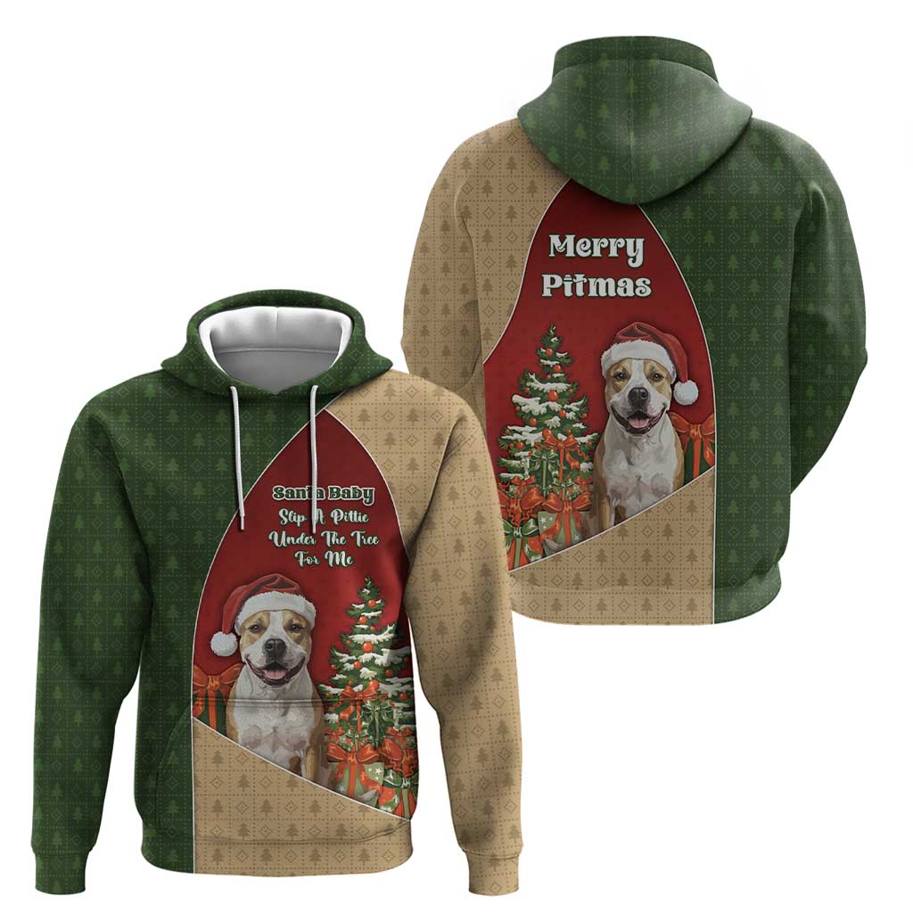 Merry Pitmas Zip Hoodie Santa Baby Slip A Pittie Under The Tree For Me - Wonder Print Shop