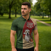 Merry Pitmas Zipper Polo Shirt Santa Baby Slip A Pittie Under The Tree For Me - Wonder Print Shop
