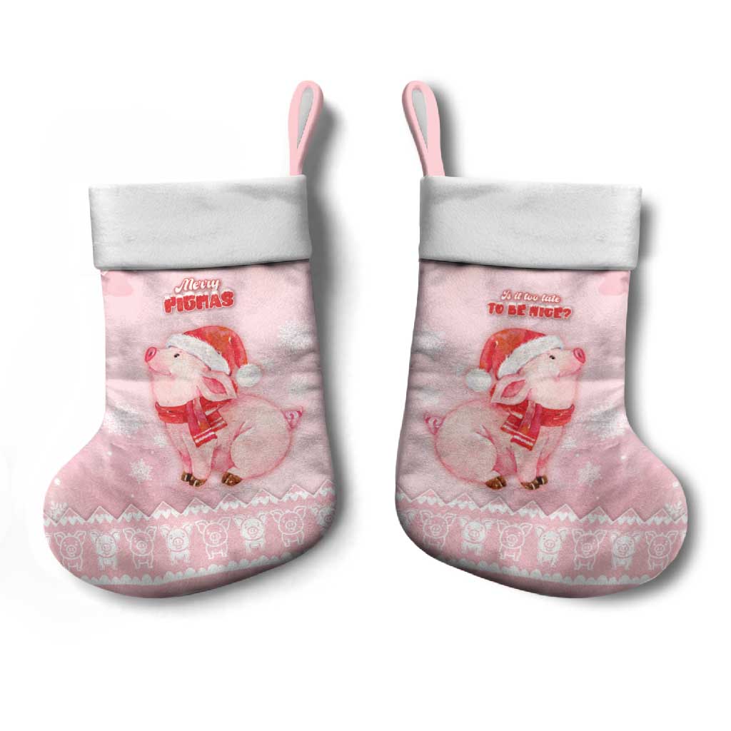 Merry Pigmas Christmas Stocking Is It Too Late To Be Nice - Wonder Print Shop