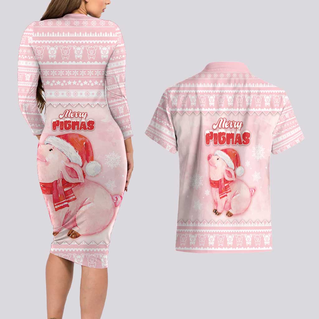 Merry Pigmas Couples Matching Long Sleeve Bodycon Dress and Hawaiian Shirt Is It Too Late To Be Nice - Wonder Print Shop