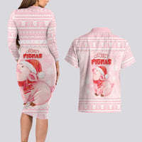 Merry Pigmas Couples Matching Long Sleeve Bodycon Dress and Hawaiian Shirt Is It Too Late To Be Nice - Wonder Print Shop